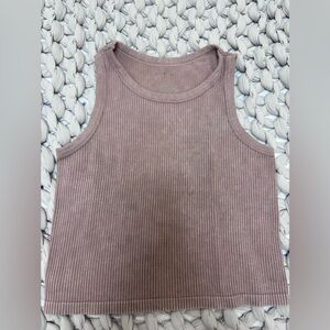 Ribbed Sleeveless Tank Top - Dusty Mauve